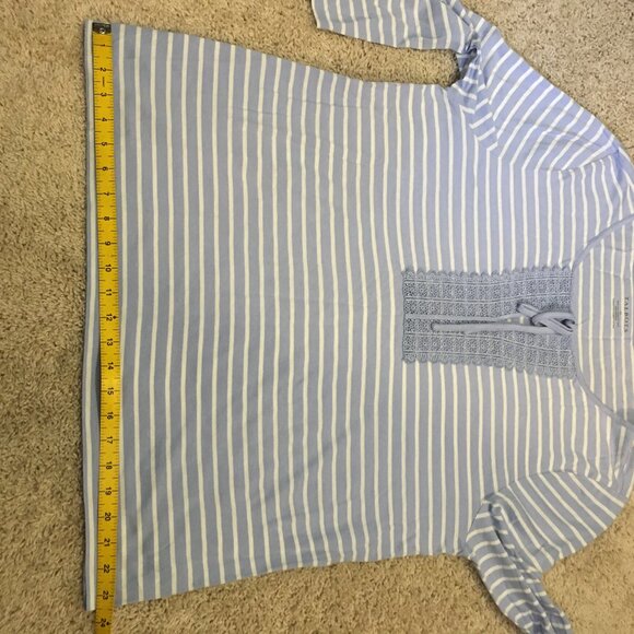 Talbots Cotton Modal Stripes & Lace Tie Up Top - Picture 11 of 14